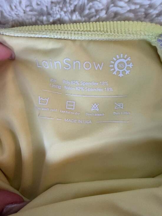 LainSnow Ocean Isle Ribbed One Piece Swimsuit in Lemon/Lilac - XS - Picture 4 of 4